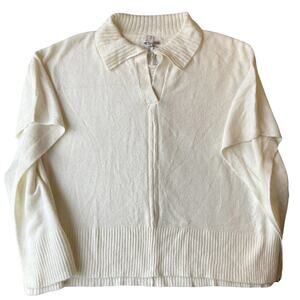 A New Day Women Sweatshirt OSFM Cream Short Sleeve Pullover Cape Fits Most NWT